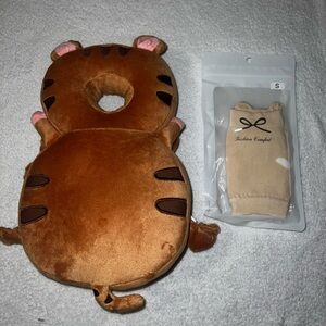 Brown Plush Tiger Pillow protector  for Kids